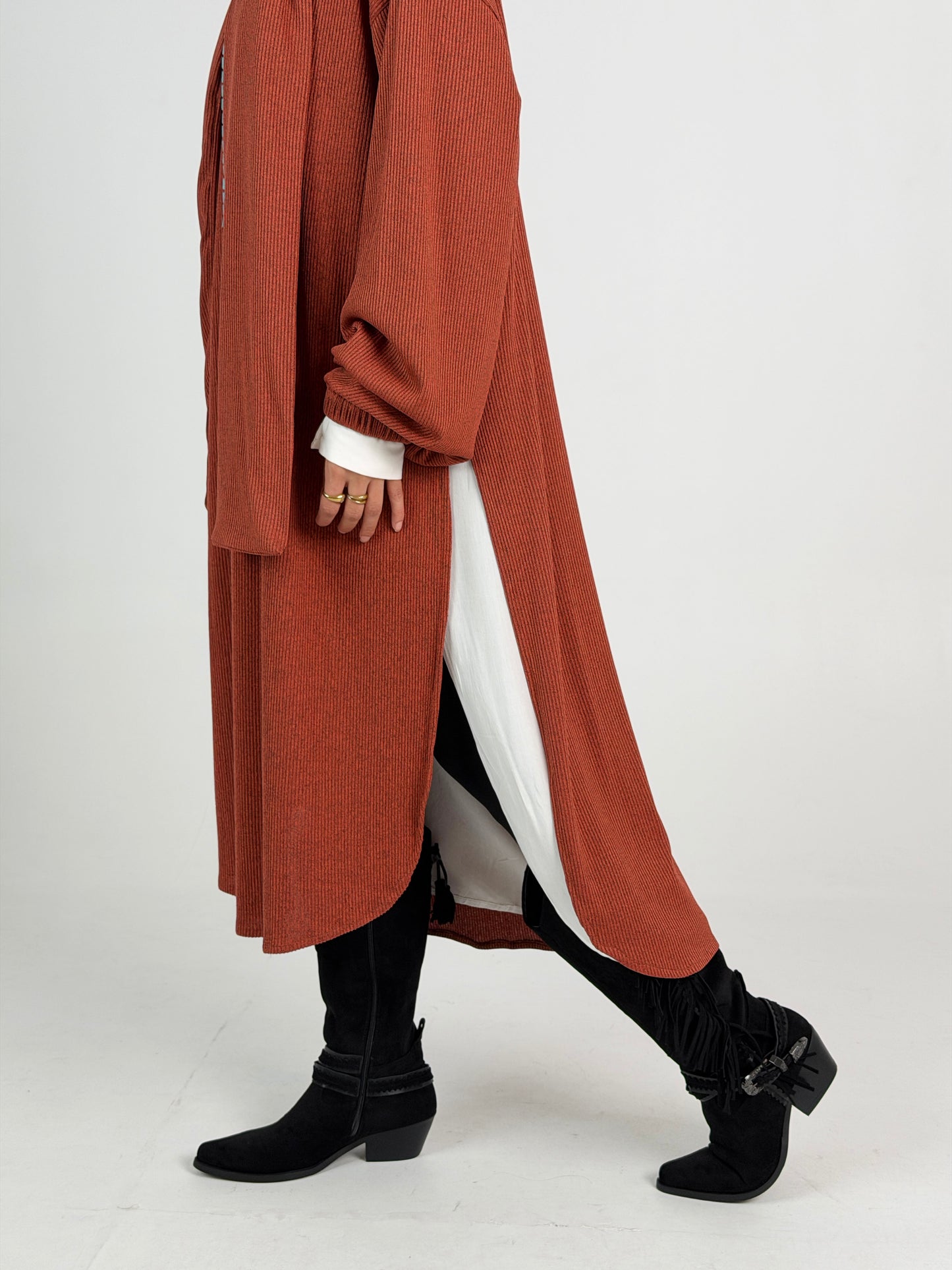 Scarf Flow Dress -Havana Brown