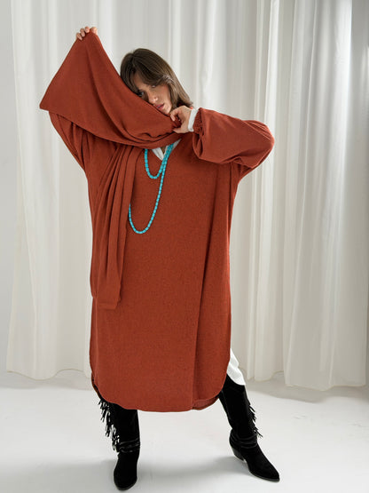 Scarf Flow Dress -Havana Brown