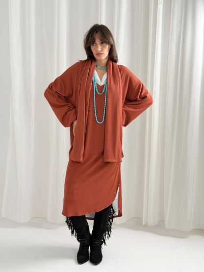 Scarf Flow Dress -Havana Brown