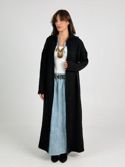 Braided Dreams Knitted Cardigan-Black