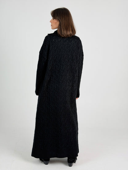 Braided Dreams Knitted Cardigan-Black