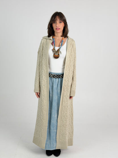 Braided Dreams Knitted Cardigan-Beige