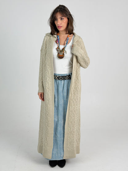 Braided Dreams Knitted Cardigan-Beige