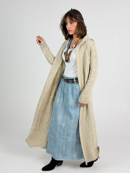 Braided Dreams Knitted Cardigan-Beige