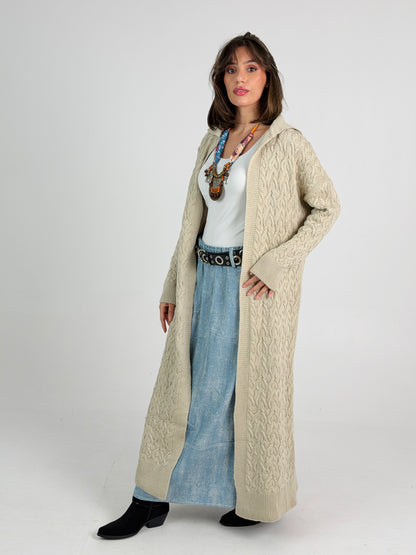 Braided Dreams Knitted Cardigan-Beige