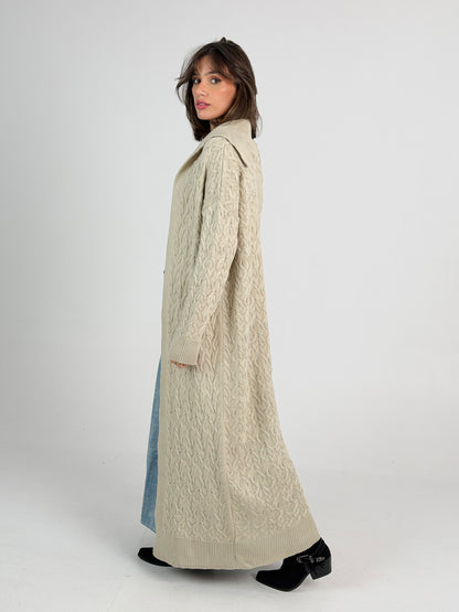 Braided Dreams Knitted Cardigan-Beige