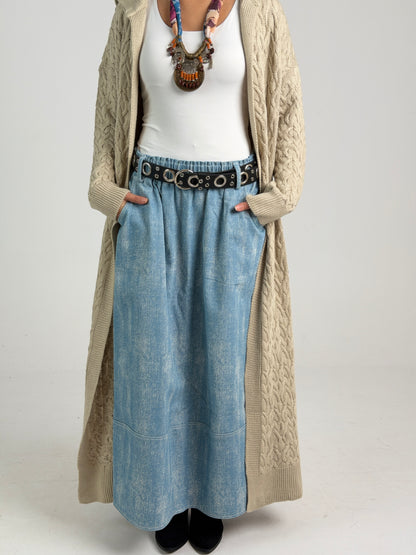 Braided Dreams Knitted Cardigan-Beige