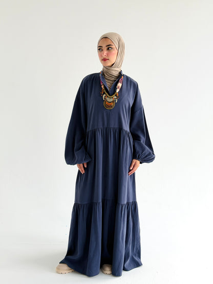 Layered Flow Dress In Indigo