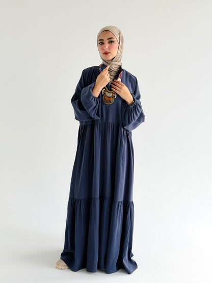 Layered Flow Dress In Indigo
