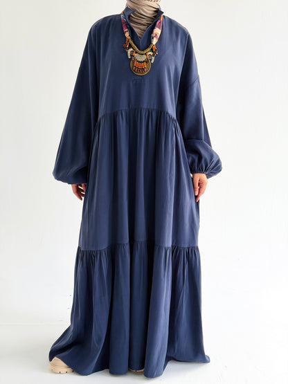 Layered Flow Dress In Indigo