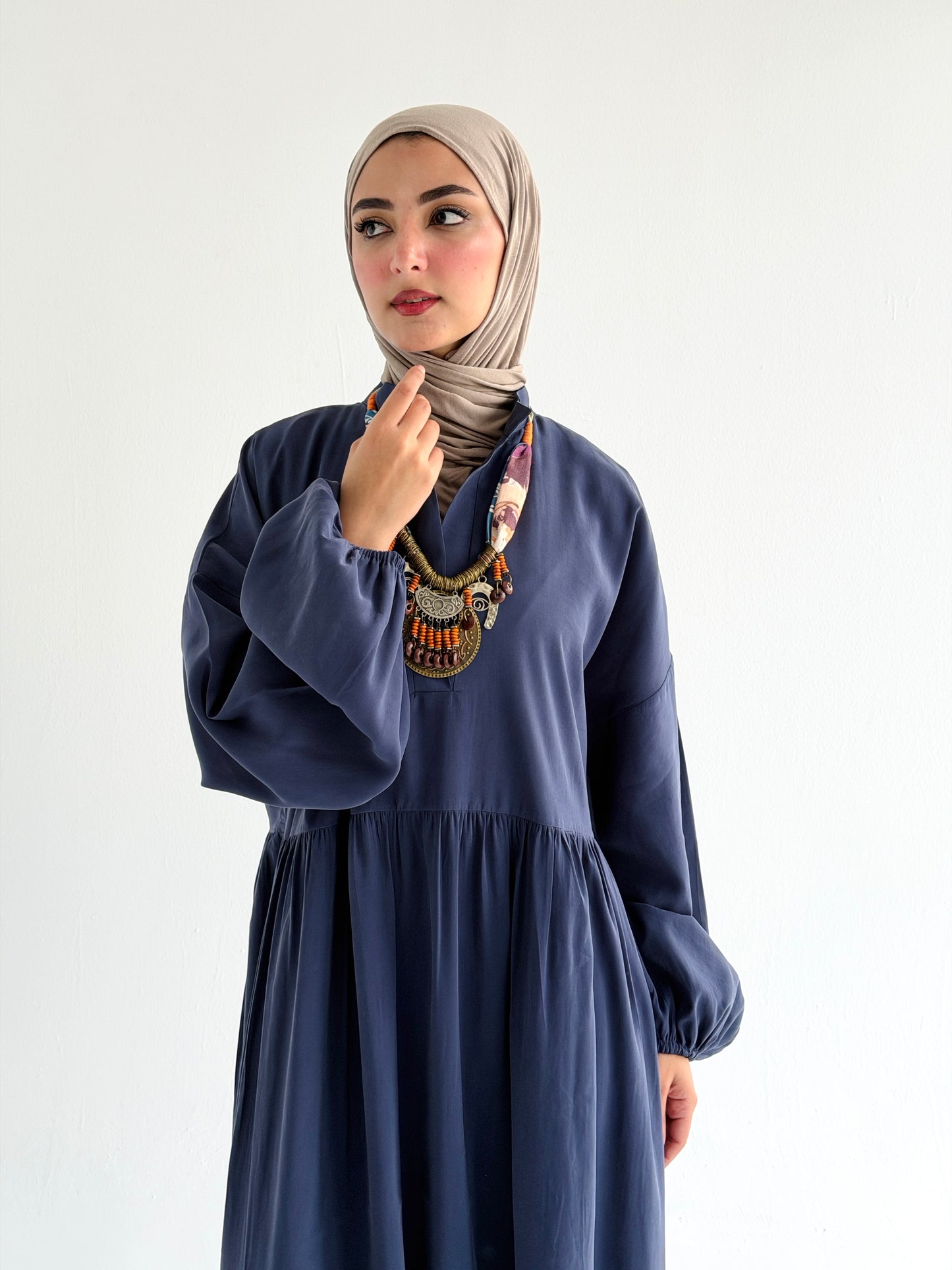 Layered Flow Dress In Indigo