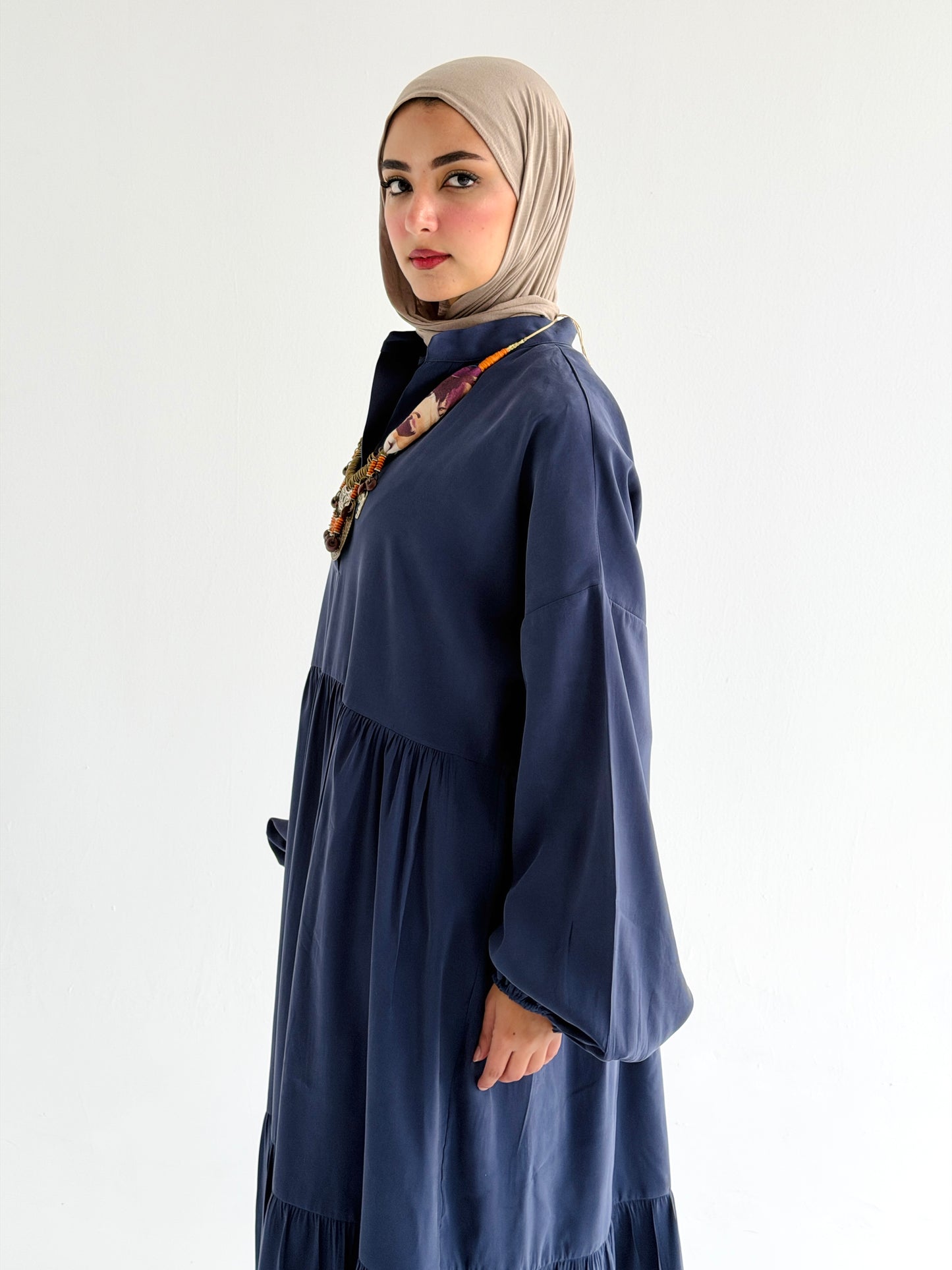 Layered Flow Dress In Indigo