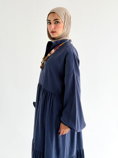 Layered Flow Dress In Indigo