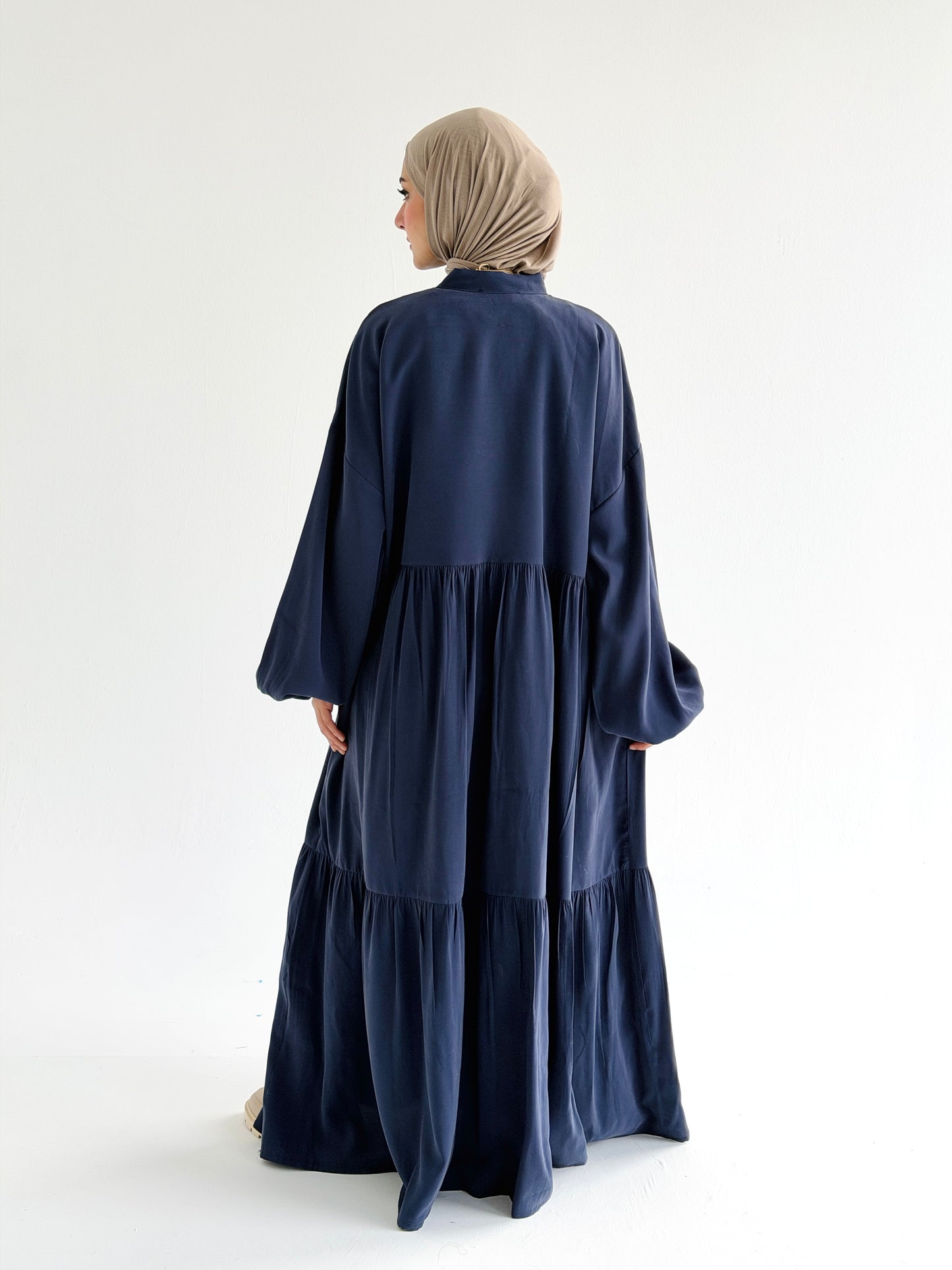 Layered Flow Dress In Indigo