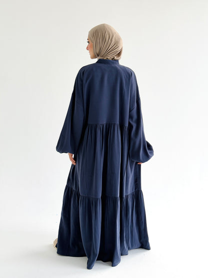 Layered Flow Dress In Indigo