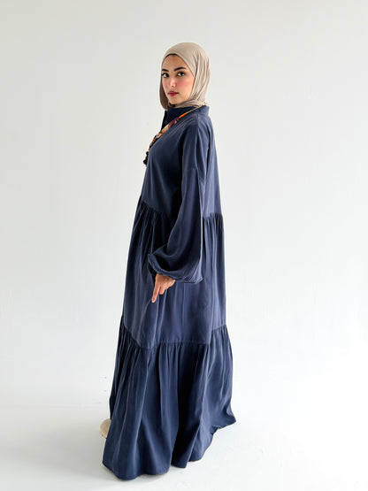 Layered Flow Dress In Indigo