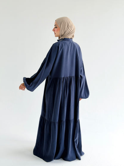 Layered Flow Dress In Indigo