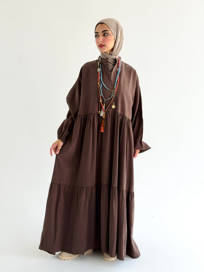 Layered Flow Dress In Mocha