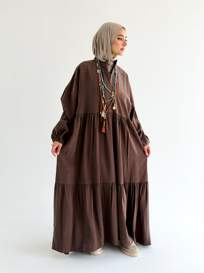 Layered Flow Dress In Mocha