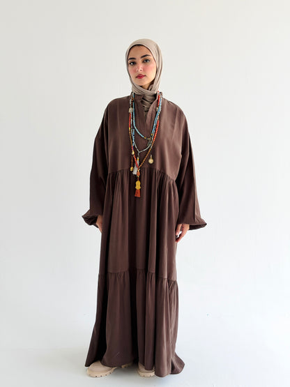 Layered Flow Dress In Mocha