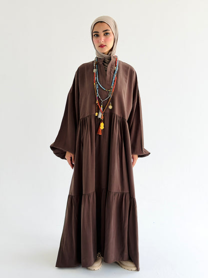 Layered Flow Dress In Mocha