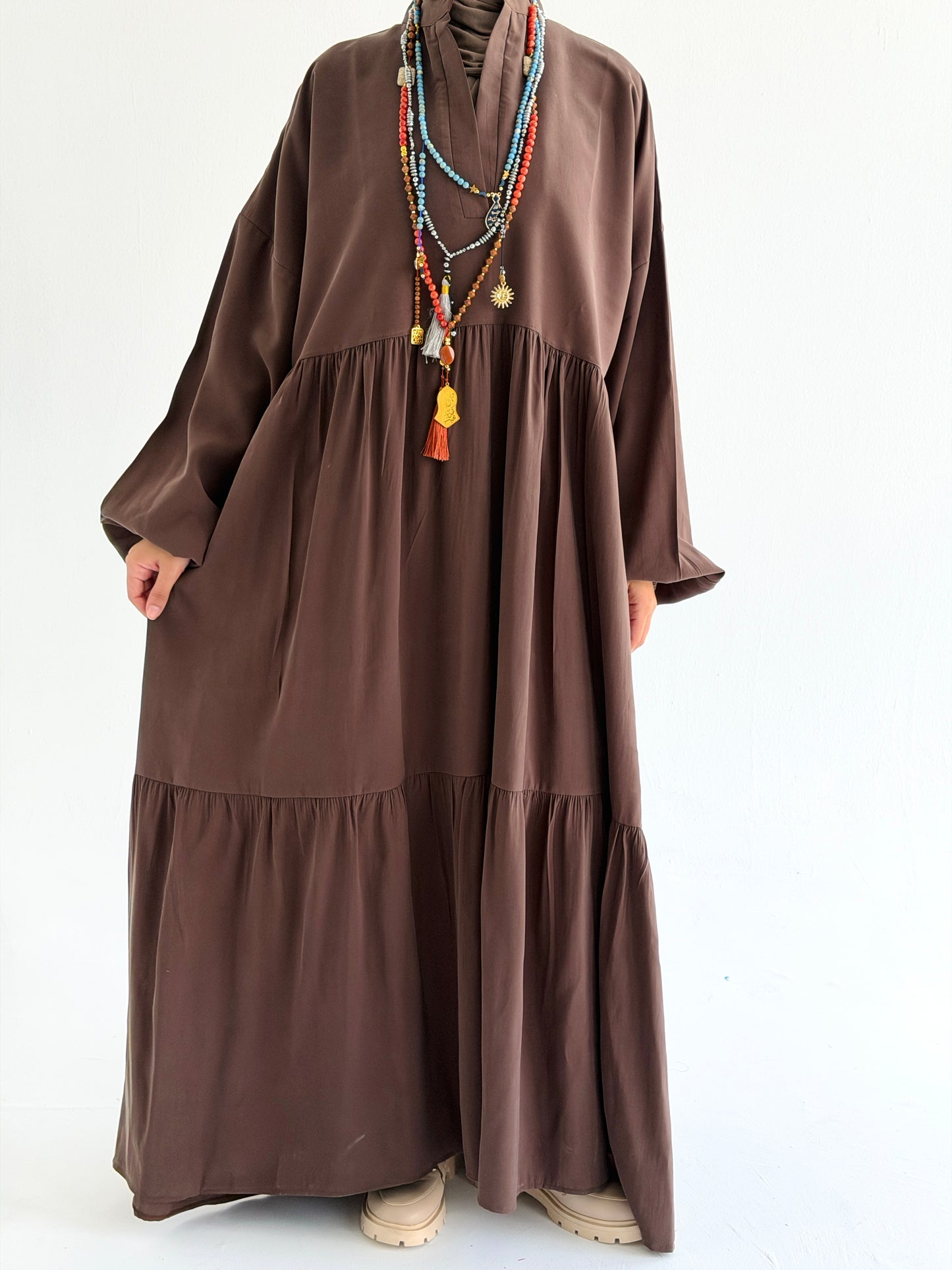 Layered Flow Dress In Mocha