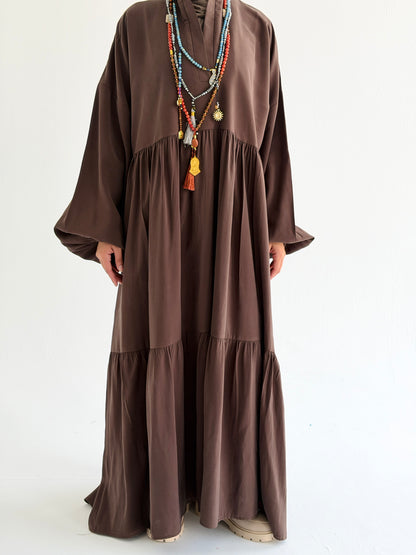 Layered Flow Dress In Mocha