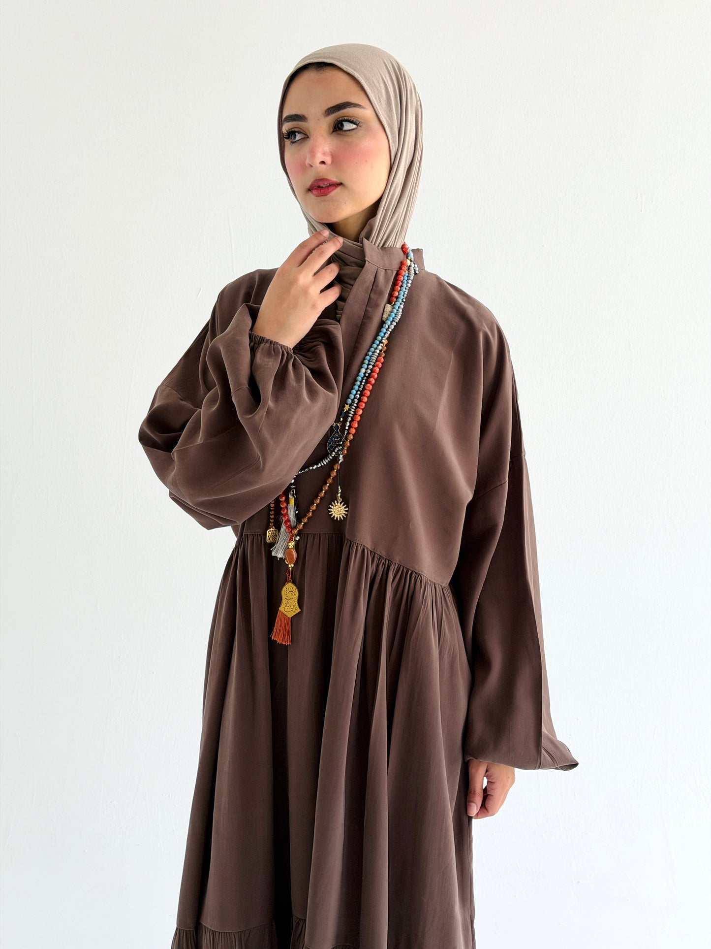 Layered Flow Dress In Mocha