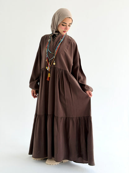 Layered Flow Dress In Mocha