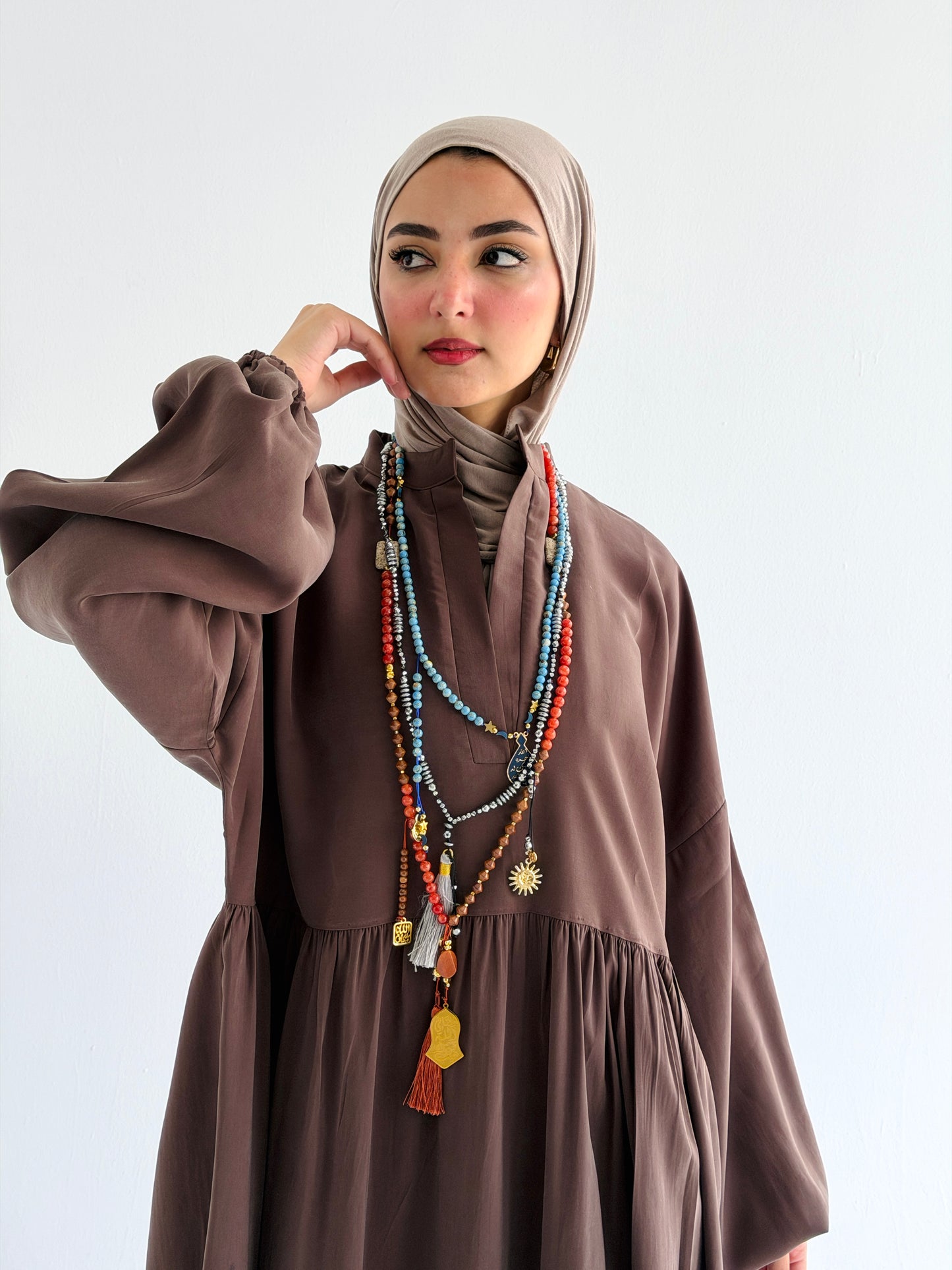 Layered Flow Dress In Mocha