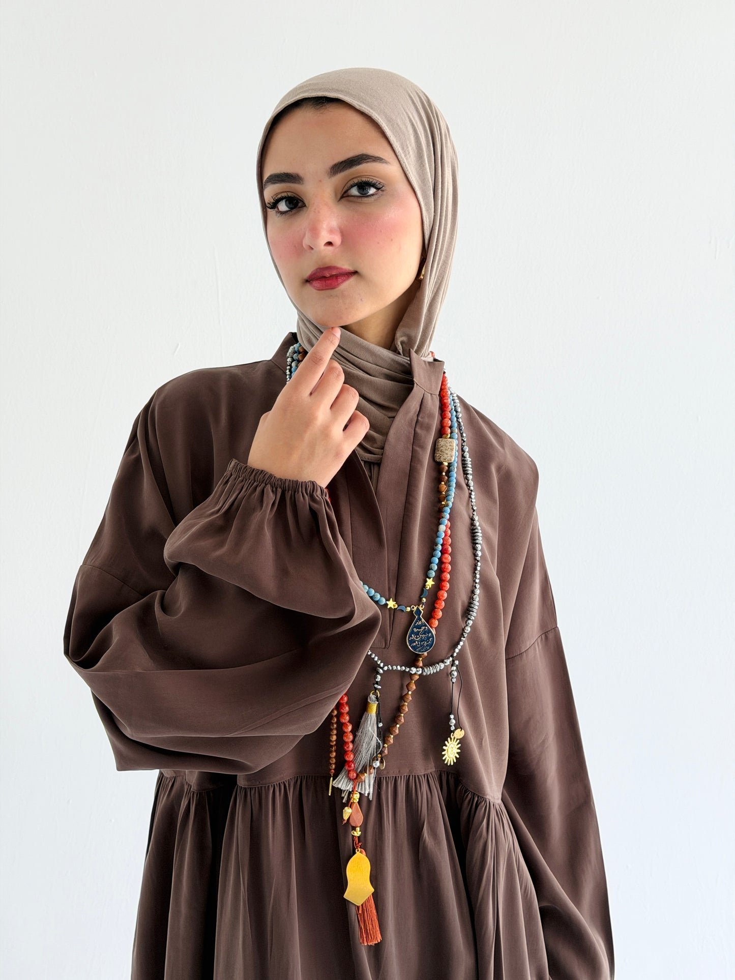 Layered Flow Dress In Mocha