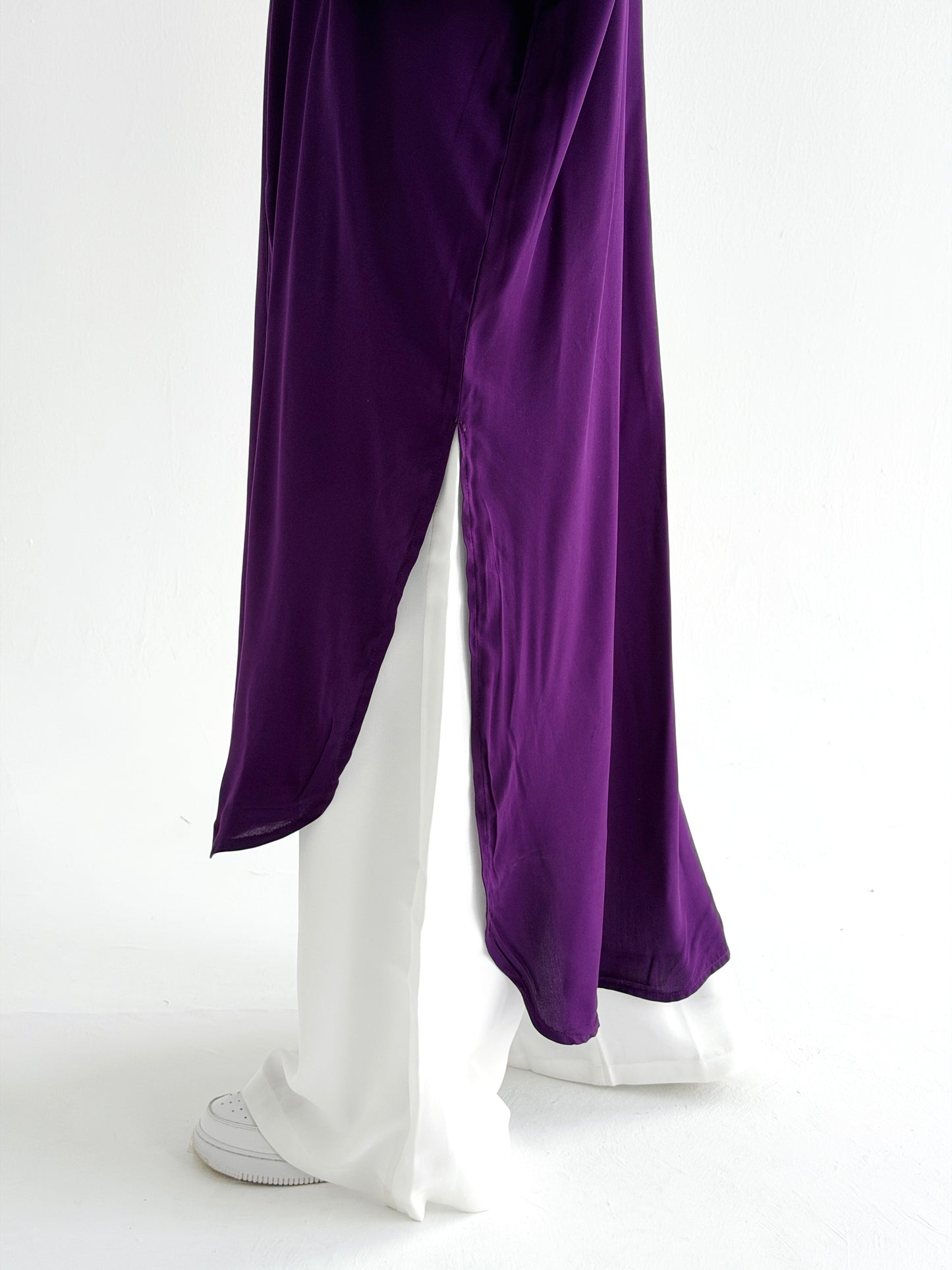 Cotton Shirt Dress In Purple Eggplant