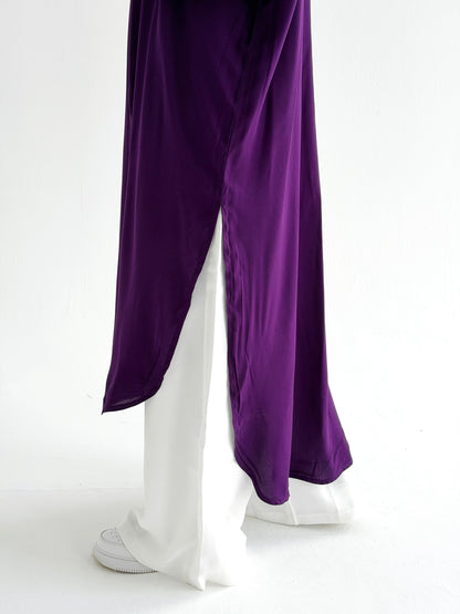 Cotton Shirt Dress In Purple Eggplant
