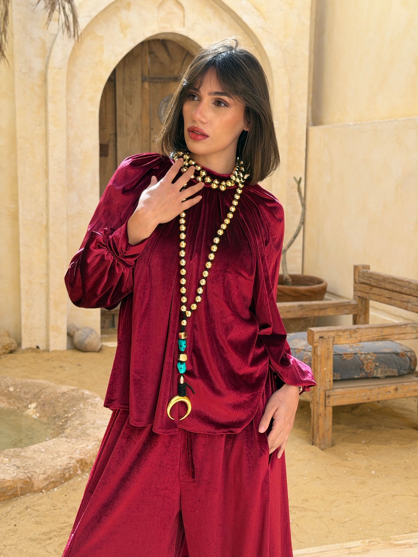 سُكُون — Sukoon Velvet Set" Red "