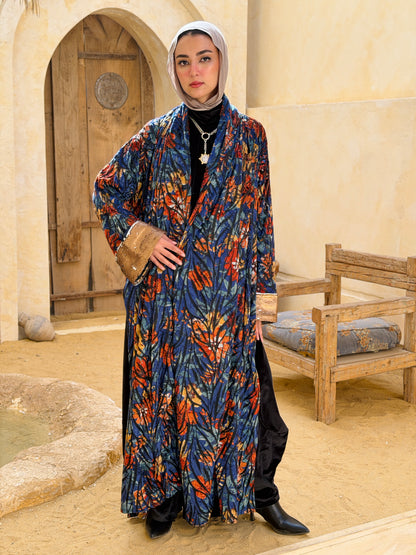 أَثِير — Atheer velvet Abaya in floral blue