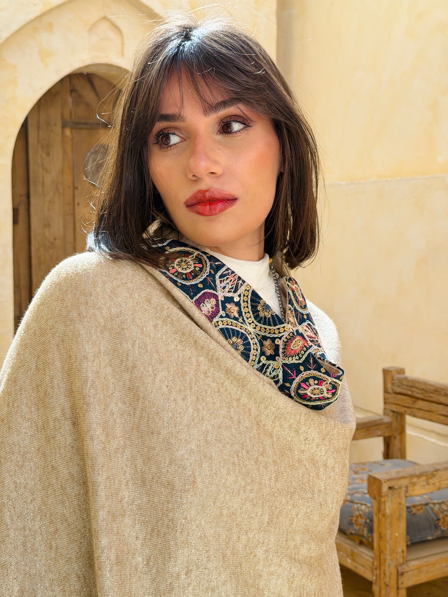 رَوْنَق —Rawnaq Golden knitted embroidery Cap