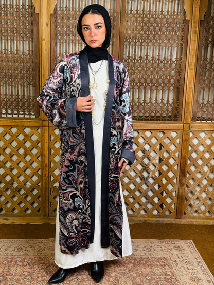 أَلْفَة —Alfa Elegant Paisley Velvet Kimono" black "