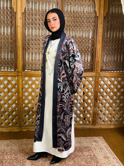 أَلْفَة —Alfa Elegant Paisley Velvet Kimono" black "