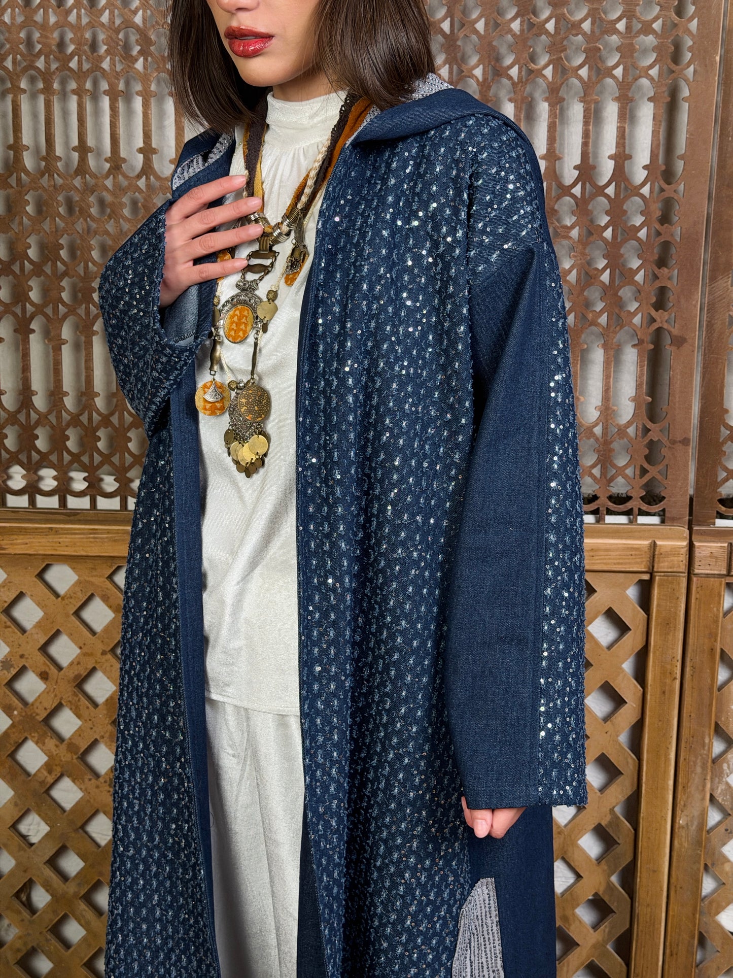 نَبْض — Nabd Sparkly Denim Moroccan Kaftan