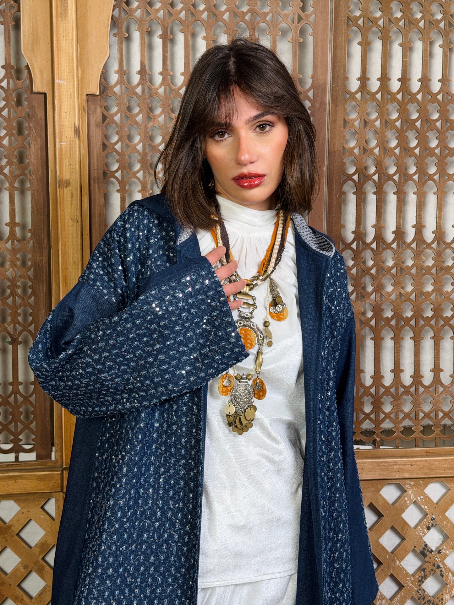 نَبْض — Nabd Sparkly Denim Moroccan Kaftan