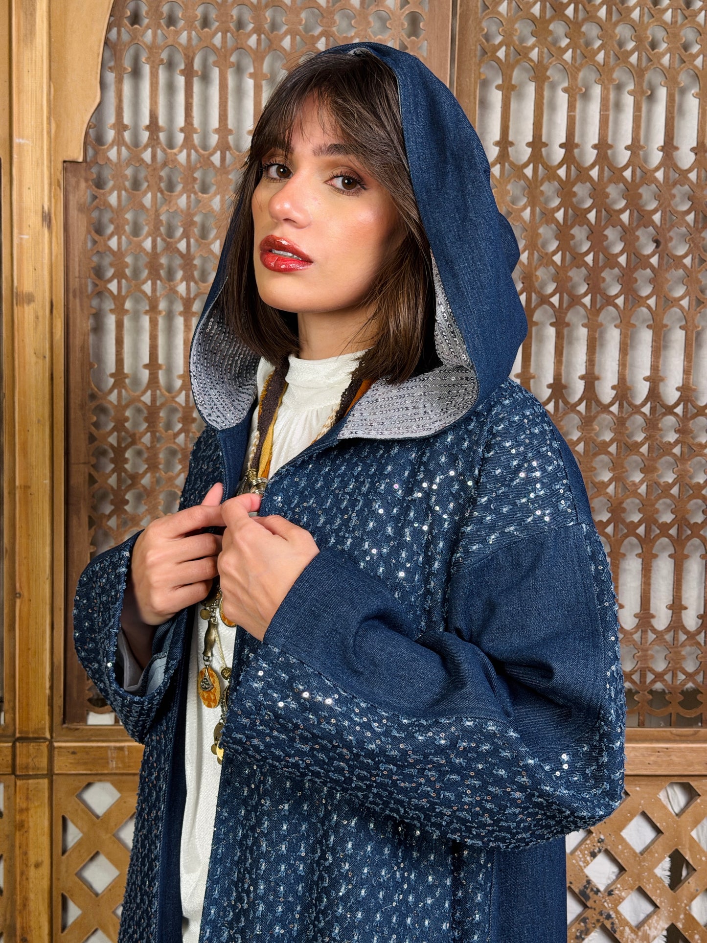 نَبْض — Nabd Sparkly Denim Moroccan Kaftan