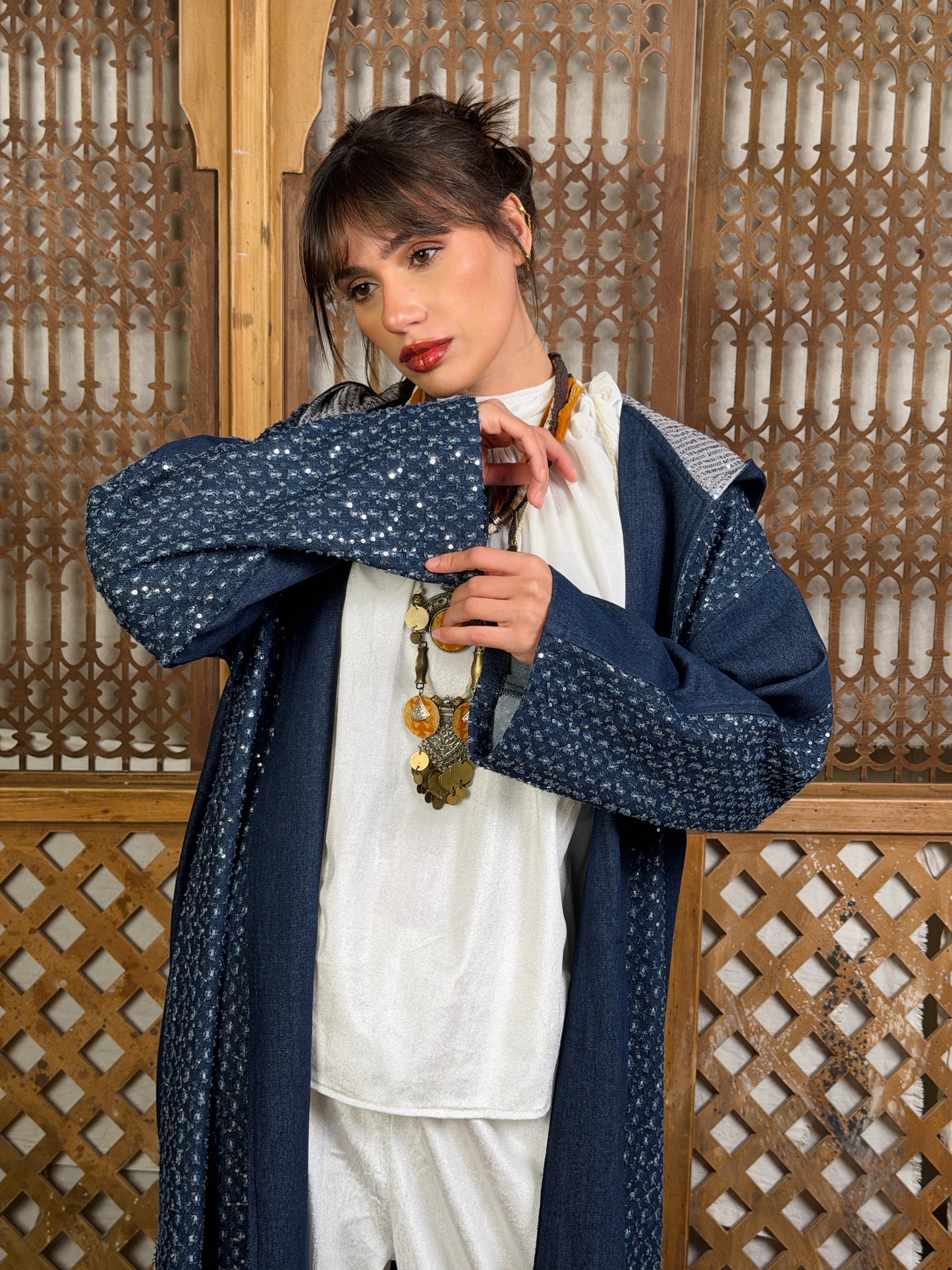 نَبْض — Nabd Sparkly Denim Moroccan Kaftan