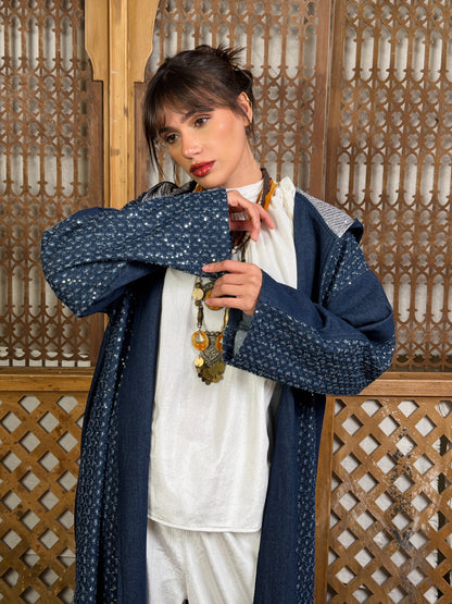 نَبْض — Nabd Sparkly Denim Moroccan Kaftan