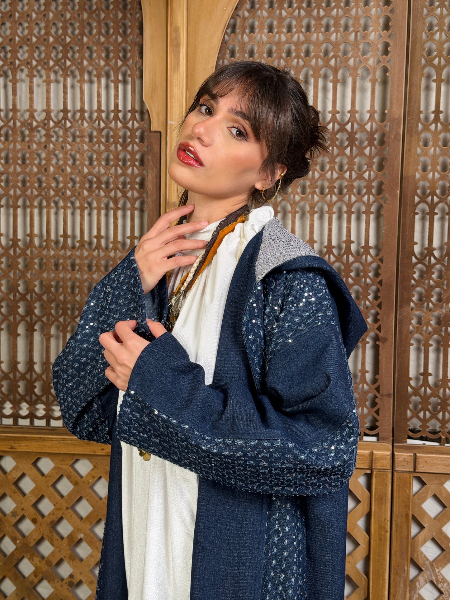 نَبْض — Nabd Sparkly Denim Moroccan Kaftan