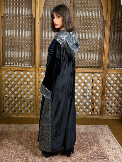 وَدّ — Wodd Sequin Hooded Velvet in Navy