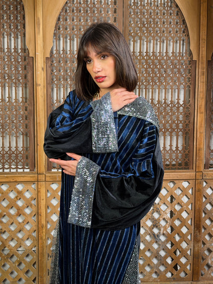 وَدّ — Wodd Sequin Hooded Velvet in Navy