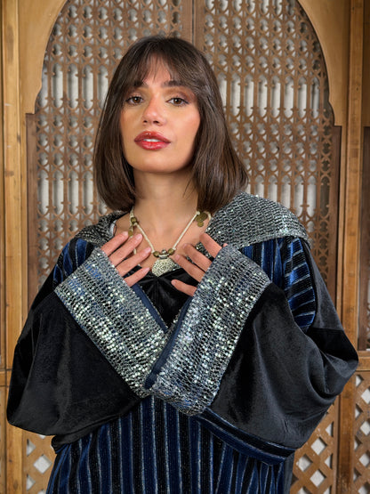 وَدّ — Wodd Sequin Hooded Velvet in Navy